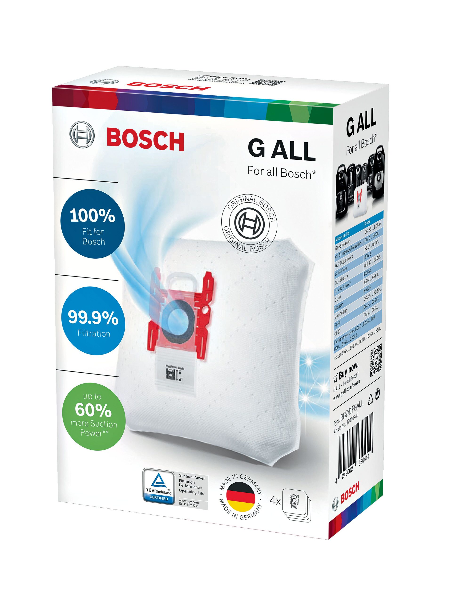 Tessuto non tessuto Sacchetto per Aspirapolvere Set filtro adatto Bosch BSGL 51332 Free 'e/compress 